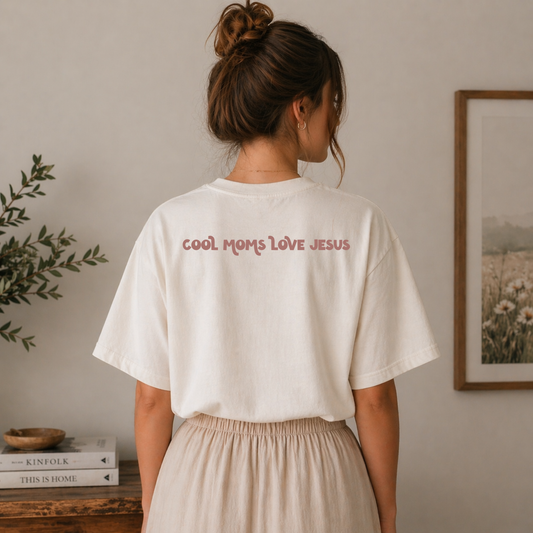 Cool Moms Love Jesus Tee | Relaxed Fit Comfort Colors Shirt | Catholic Eucharist Tee for Women