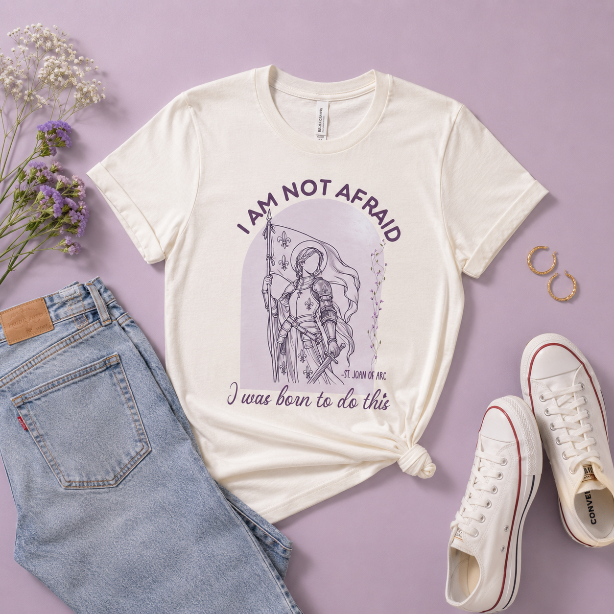 St. Joan of Arc “I Am Not Afraid” Catholic Women’s T-Shirt | Inspirational Saint Quote Graphic Tee