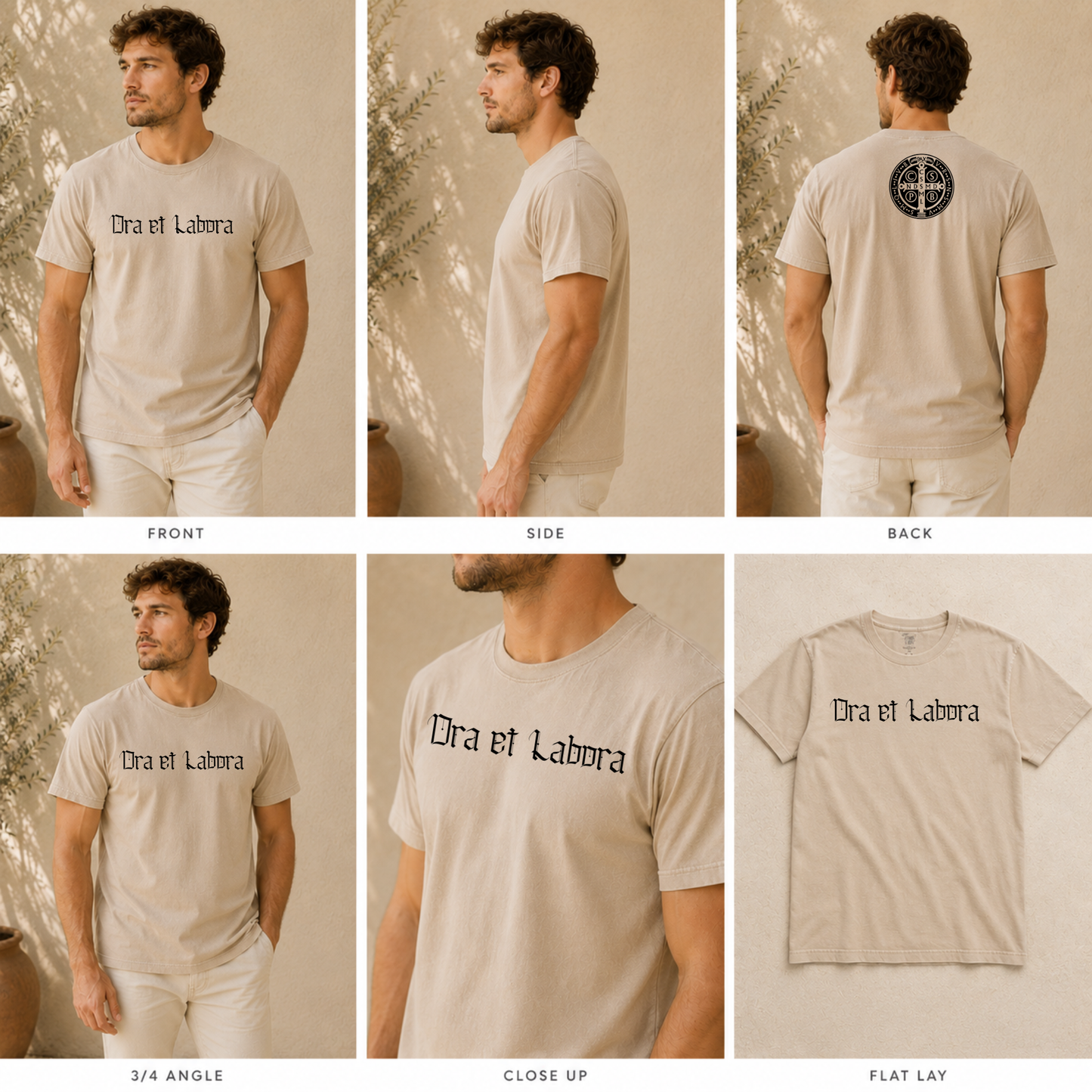 PREORDER Ora et Labora Catholic Comfort Colors Tee | St. Benedict Shirt for Men