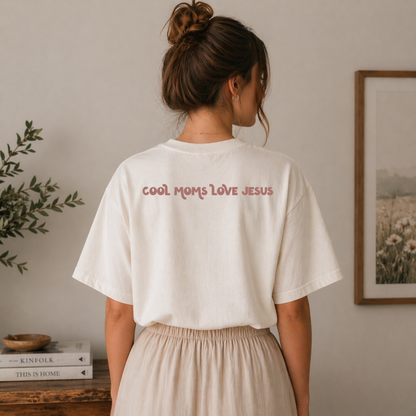 Cool Moms Love Jesus Tee | Relaxed Fit Comfort Colors Shirt | Catholic Eucharist Tee for Women