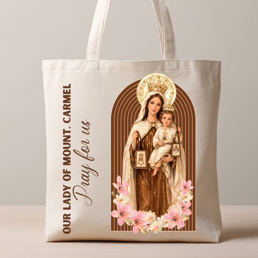Our Lady of Mount Carmel Tote Bag | Catholic Canvas Tote