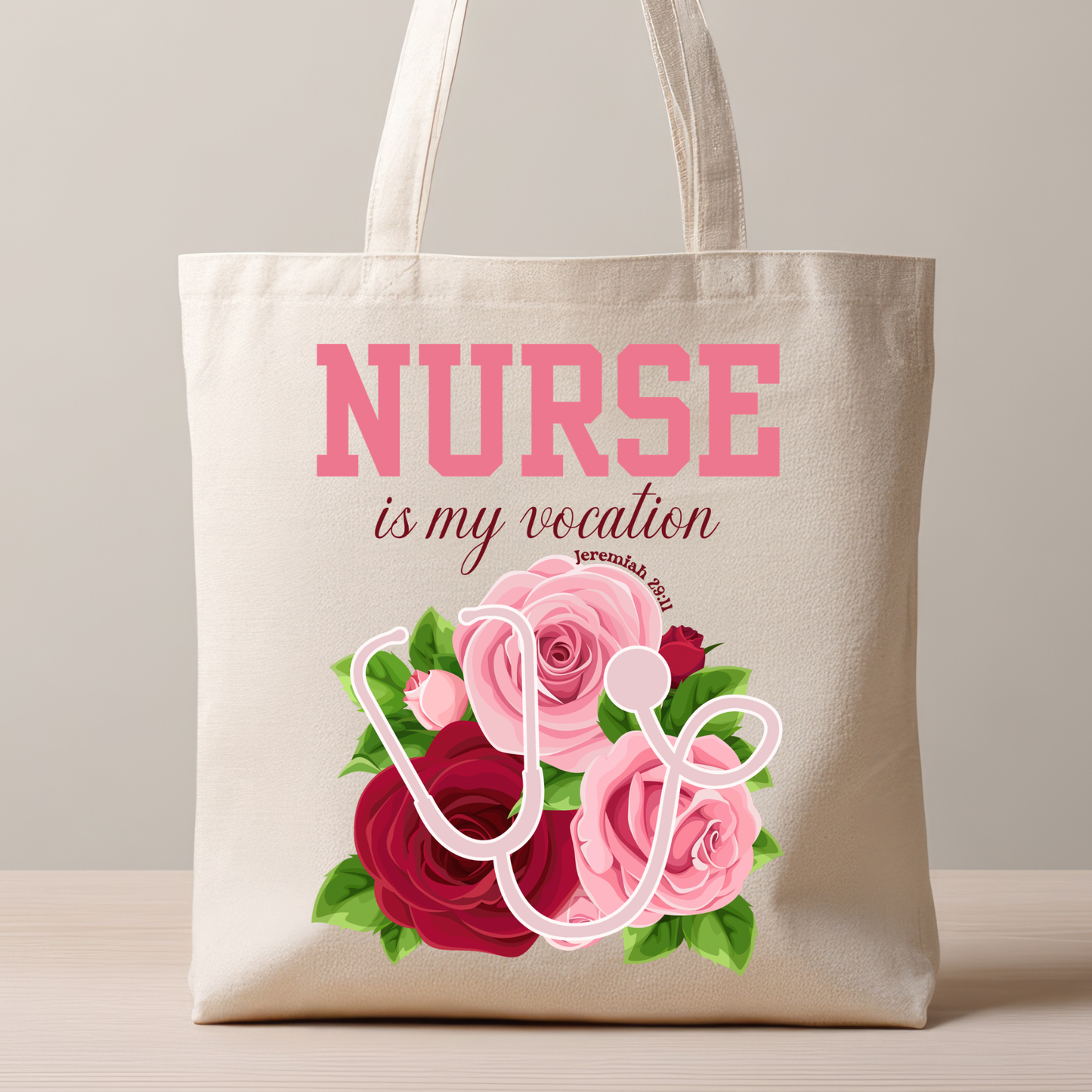 Catholic Nurse Tote Bag | Nurse Is My Vocation Canvas Tote