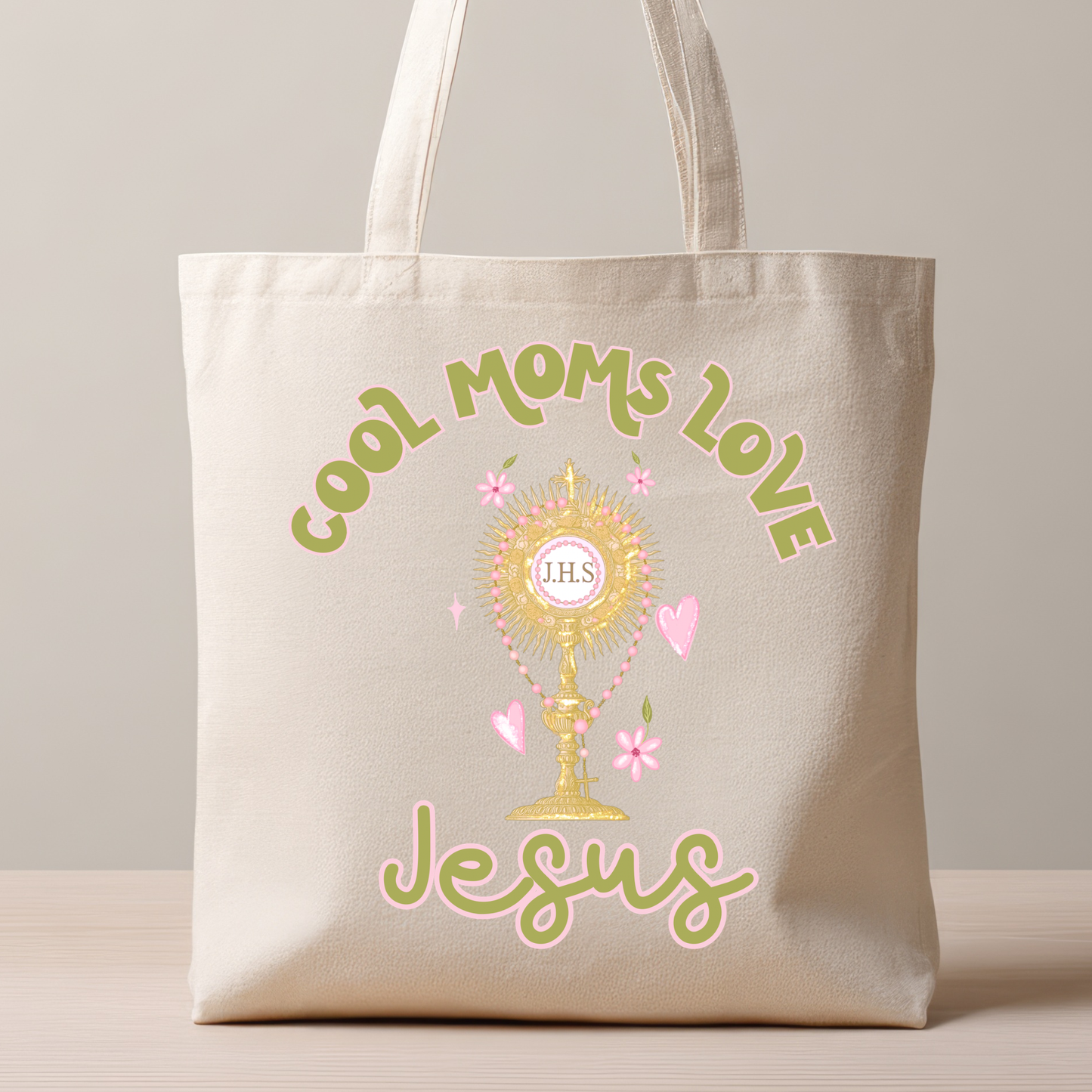 Cool Moms Love Jesus Tote Bag | Catholic Mom Gift | Eucharistic Marian Tote | Mother’s Day Gift