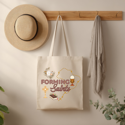 Forming Saints Catholic Tote Bag – Faith-Inspired Canvas Tote for Moms, Catechists & Families