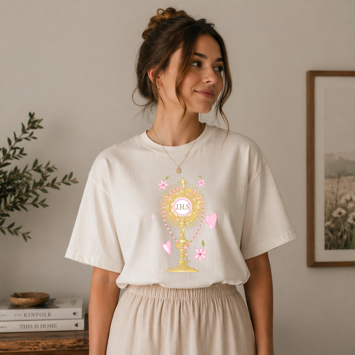 Cool Moms Love Jesus Tee | Relaxed Fit Comfort Colors Shirt | Catholic Eucharist Tee for Women
