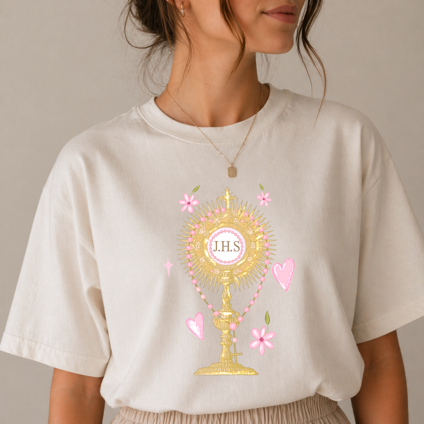 Cool Moms Love Jesus Tee | Relaxed Fit Comfort Colors Shirt | Catholic Eucharist Tee for Women