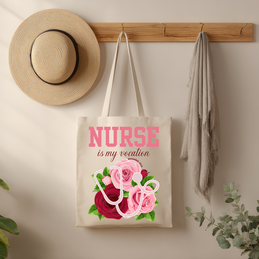 Catholic Nurse Tote Bag | Nurse Is My Vocation Canvas Tote
