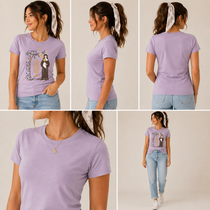 St. Clare of Assisi Tee | “We Become What We Love” Catholic T-Shirt