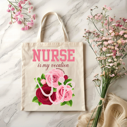 Catholic Nurse Tote Bag | Nurse Is My Vocation Canvas Tote