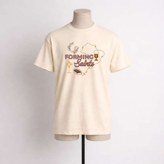 Forming Saints Catholic Graphic Tee | Faith-Based Shirt for Moms, Catechists & Ministry