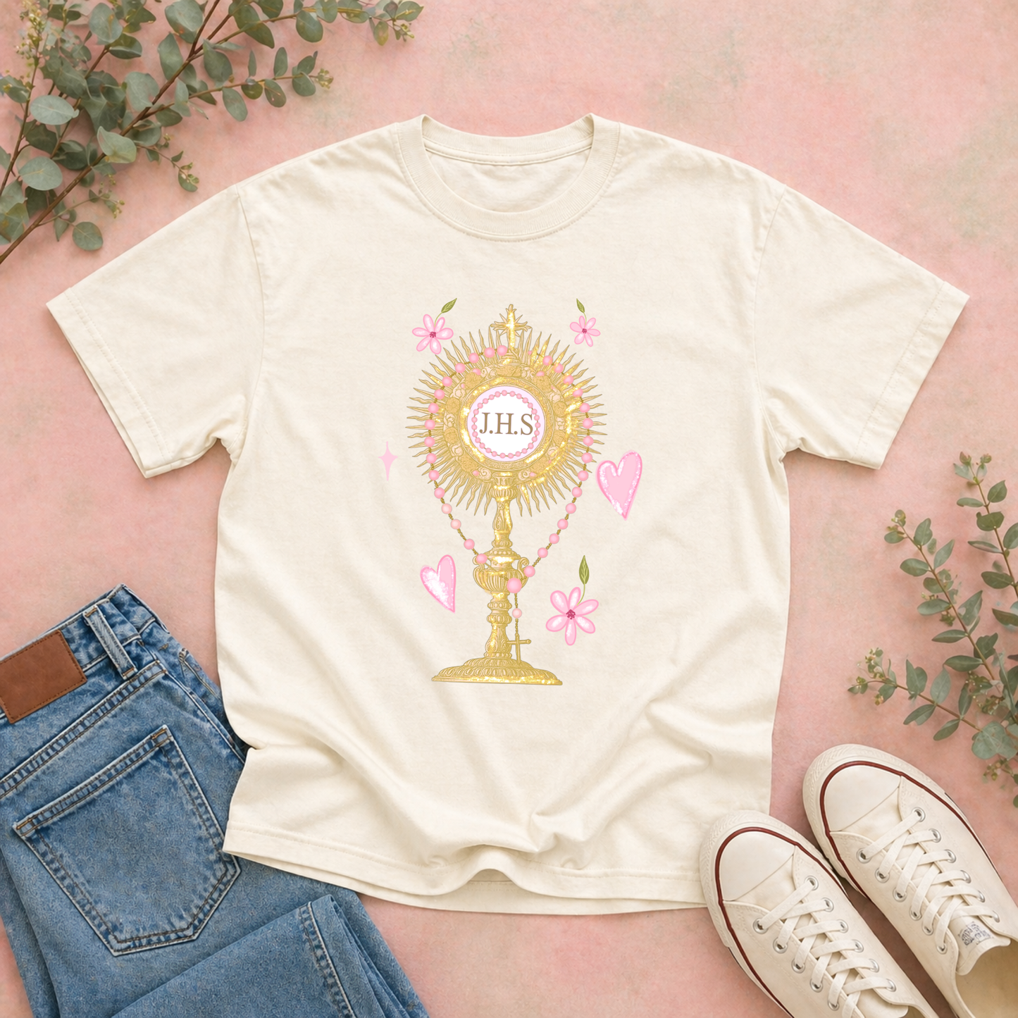 Cool Moms Love Jesus Tee | Fitted Bella Canvas Shirt | Catholic Eucharist Shirt for Women