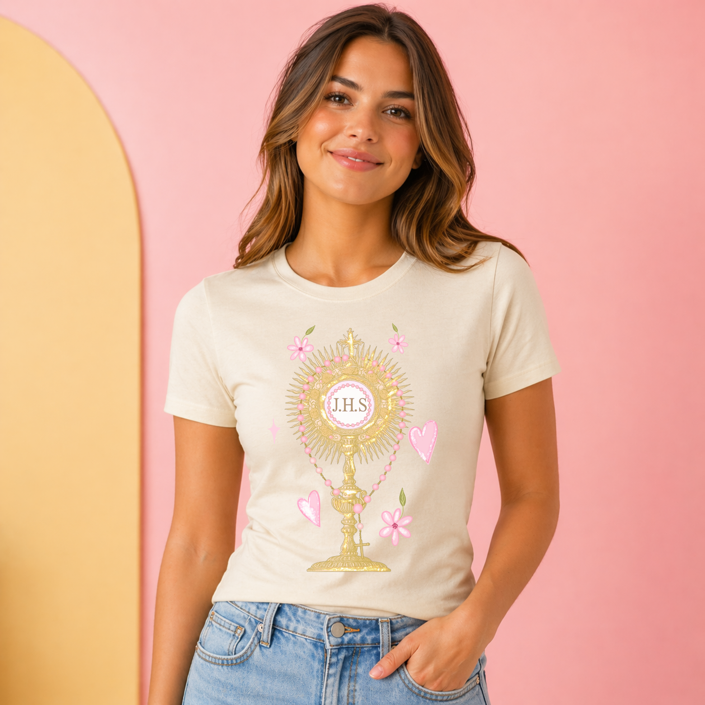 Cool Moms Love Jesus Tee | Fitted Bella Canvas Shirt | Catholic Eucharist Shirt for Women