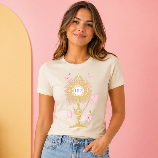 Cool Moms Love Jesus Tee | Fitted Bella Canvas Shirt | Catholic Eucharist Shirt for Women