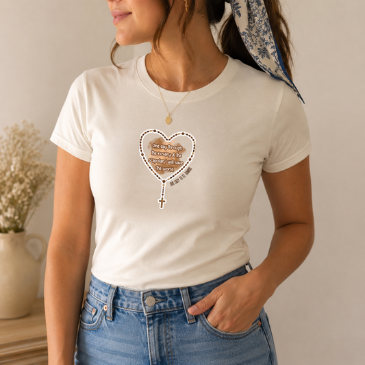 Our Lady of Mount Carmel T-Shirt | Brown Scapular Rosary Catholic Tee | Pray for Us | Bella Canvas & Comfort Colors