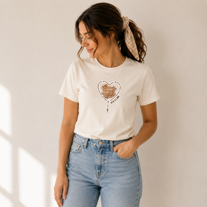 Our Lady of Mount Carmel T-Shirt | Brown Scapular Rosary Catholic Tee | Pray for Us | Bella Canvas & Comfort Colors