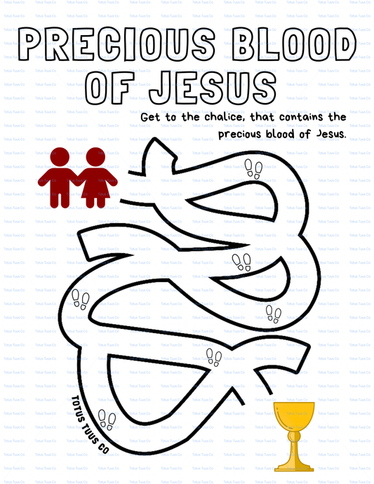 Precious Blood of Jesus Maze & Catholic Lesson for Kids | Printable PDF Digital Download | Free Digital