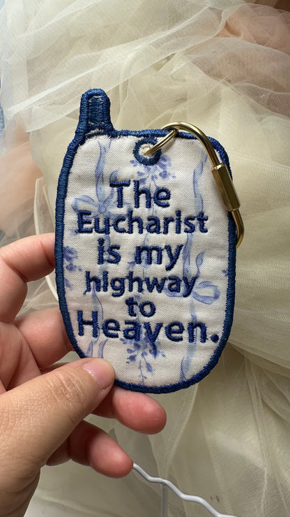 St. Carlo Acutis Y2K Eucharist Bag Tag |“The Eucharist Is My Highway to Heaven”