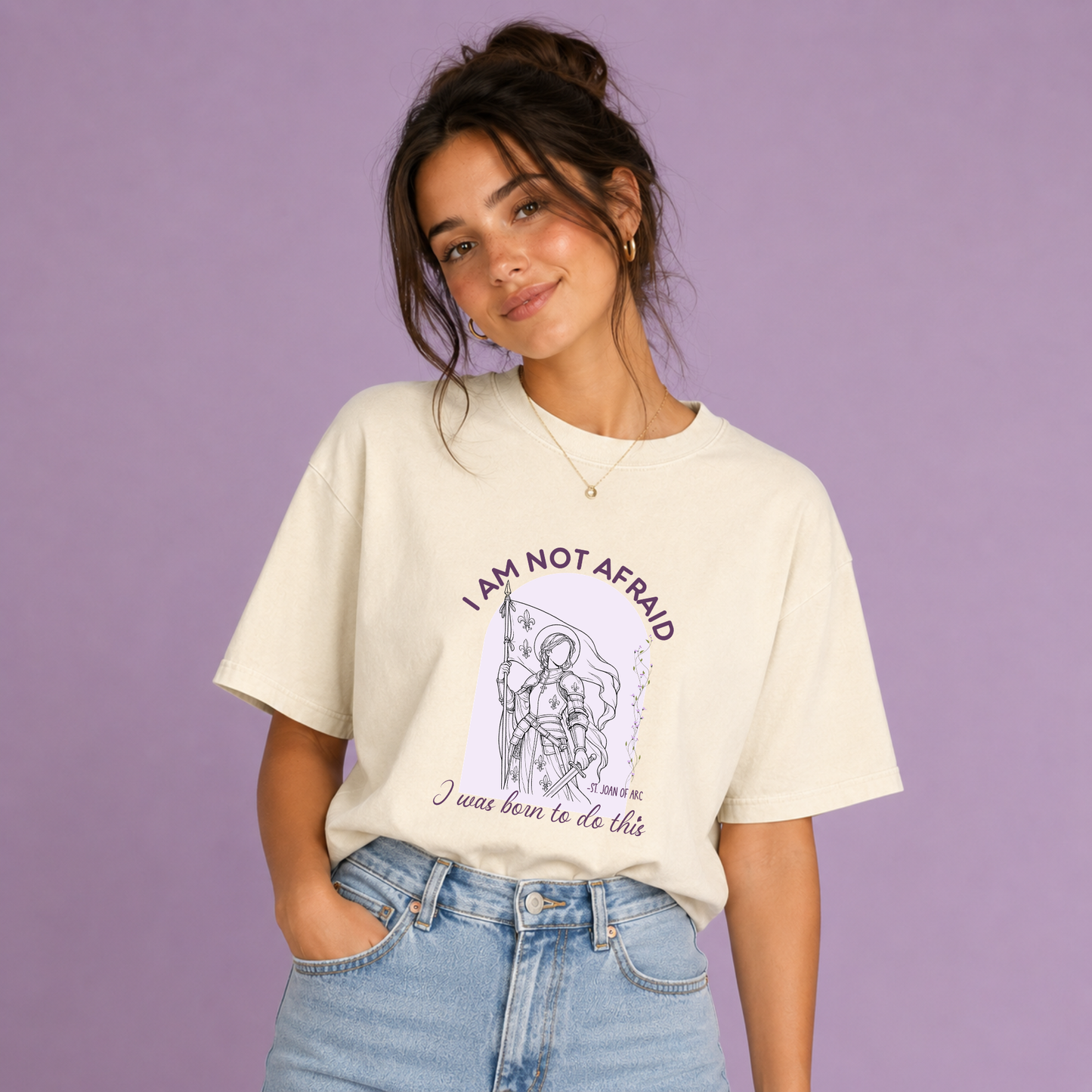St. Joan of Arc “I Am Not Afraid” Catholic Women’s T-Shirt | Inspirational Saint Quote Graphic Tee