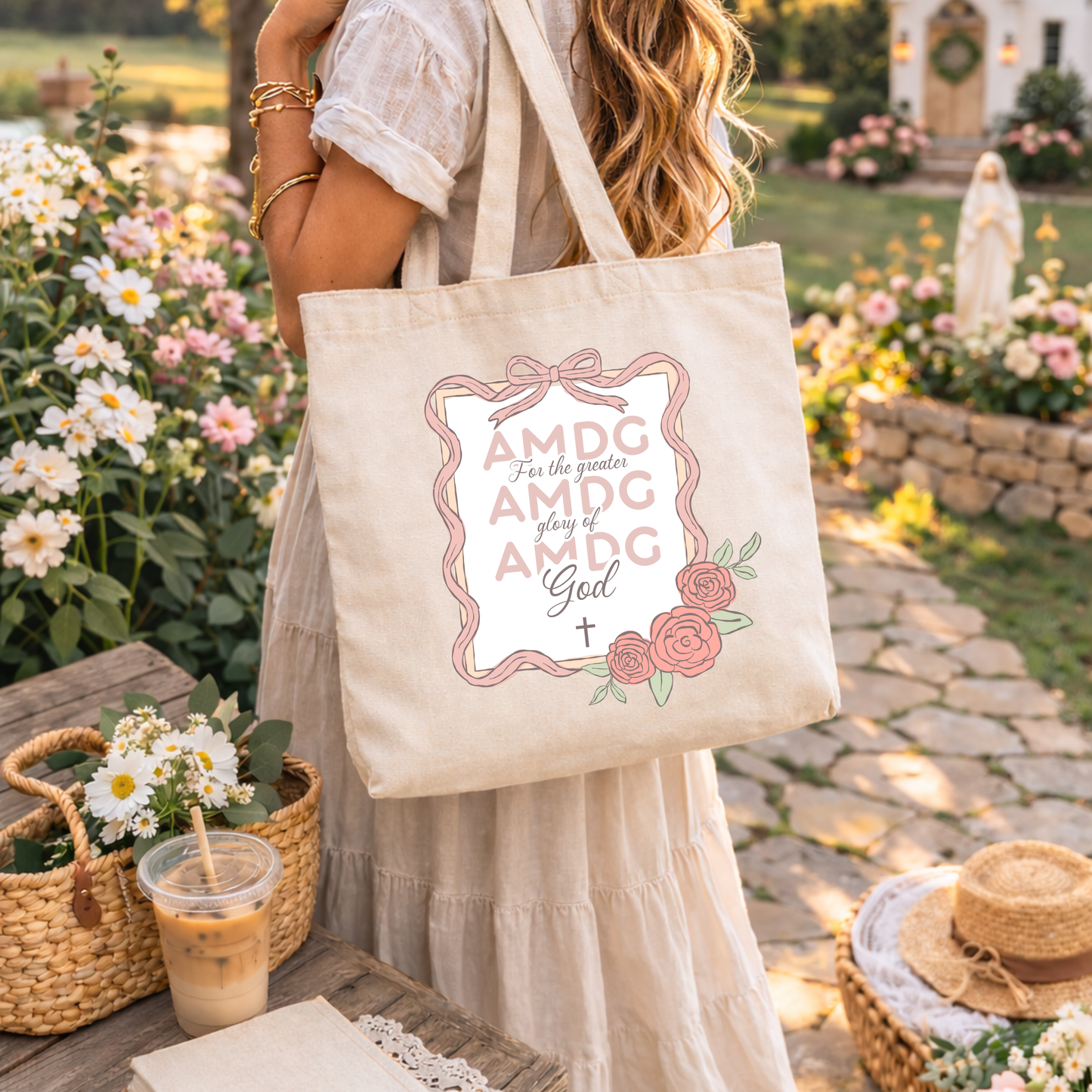 AMDG Catholic Tote Bag – “For the Greater Glory of God”