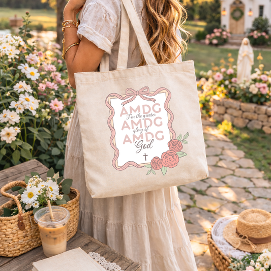 AMDG Catholic Tote Bag – “For the Greater Glory of God”
