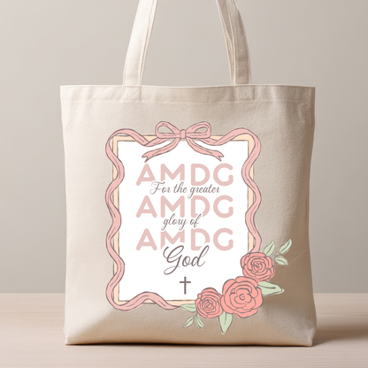 AMDG Catholic Tote Bag – “For the Greater Glory of God”
