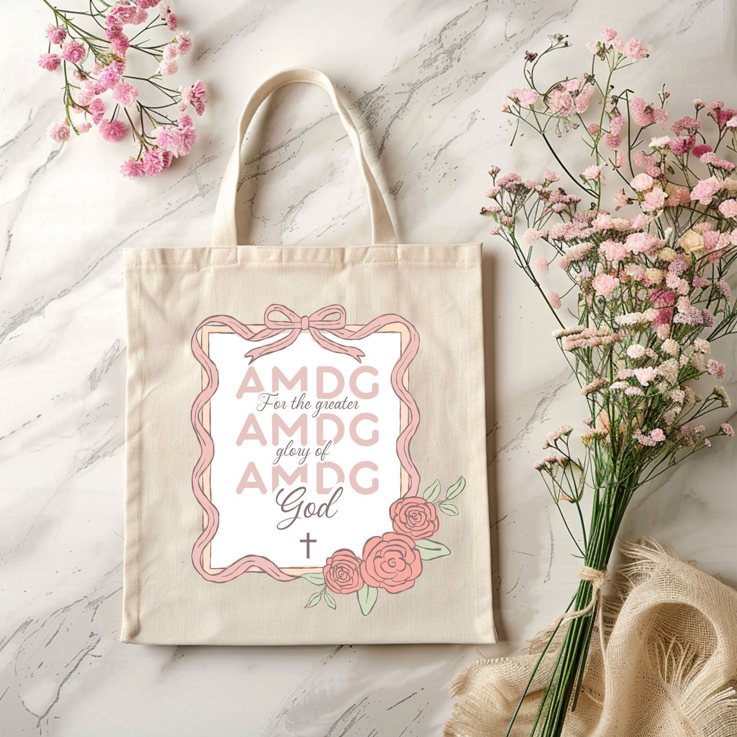 AMDG Catholic Tote Bag – “For the Greater Glory of God”