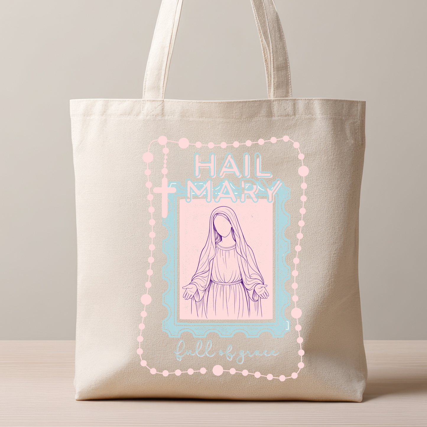 Hail Mary Full of Grace Catholic Tote Bag