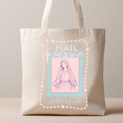 Hail Mary Full of Grace Catholic Tote Bag