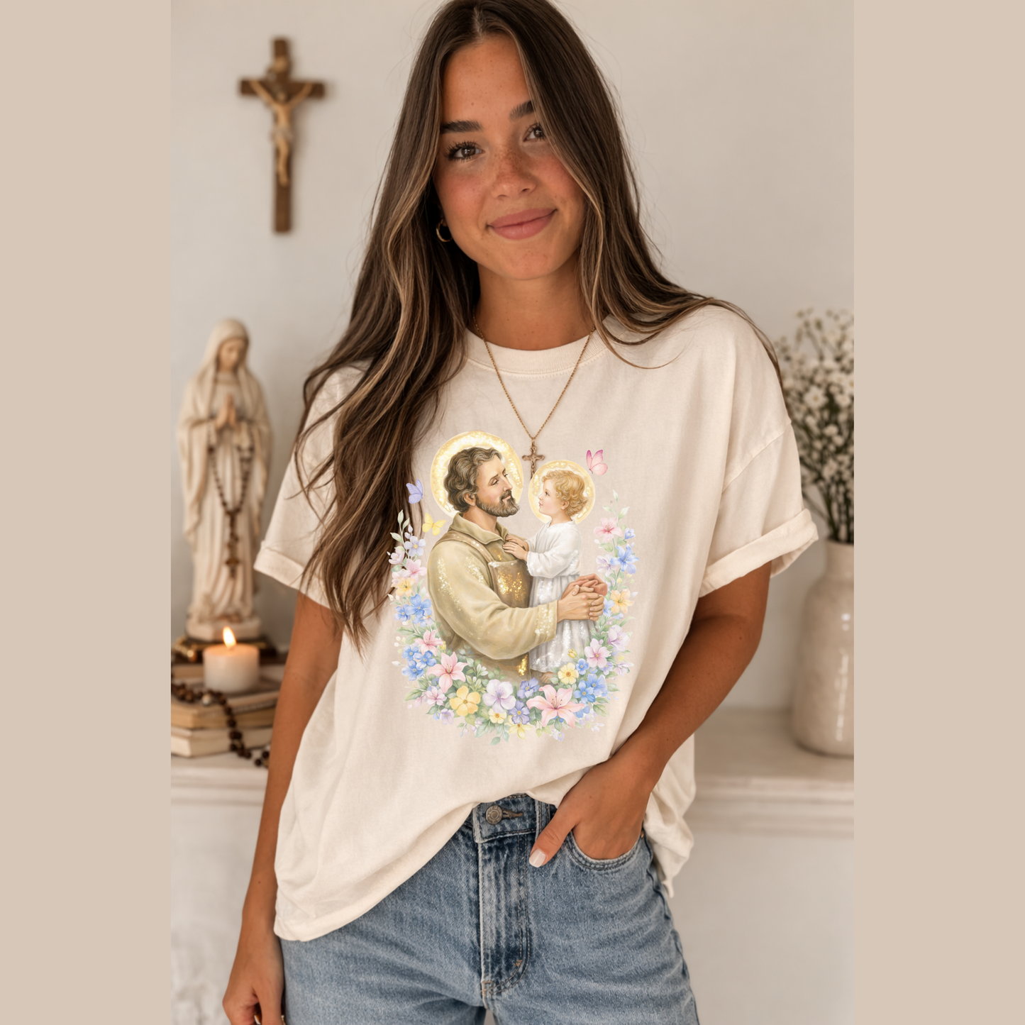 St. Joseph & Child Jesus Comfort Colors® Catholic T-Shirt