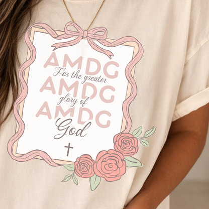AMDG “For the Greater Glory of God” Catholic Tee | Comfort Colors Faith Shirt