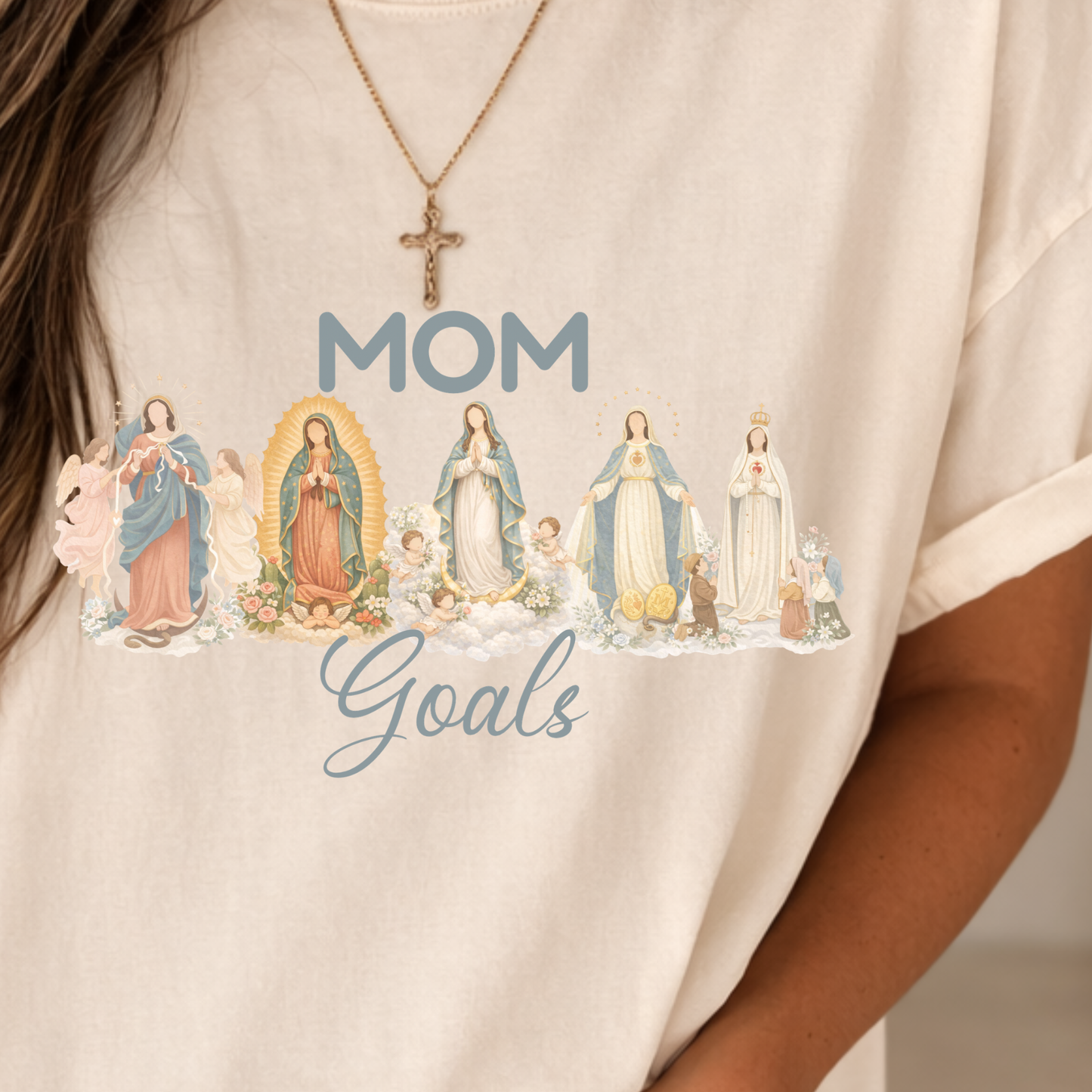 Catholic Mom Goals Tee – Blessed Mother Inspired Shirt | Marian Faith Apparel