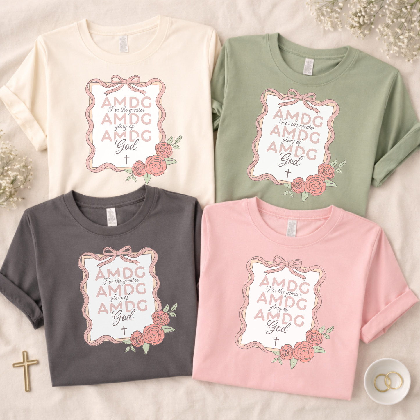 AMDG “For the Greater Glory of God” Catholic Tee | Comfort Colors Faith Shirt
