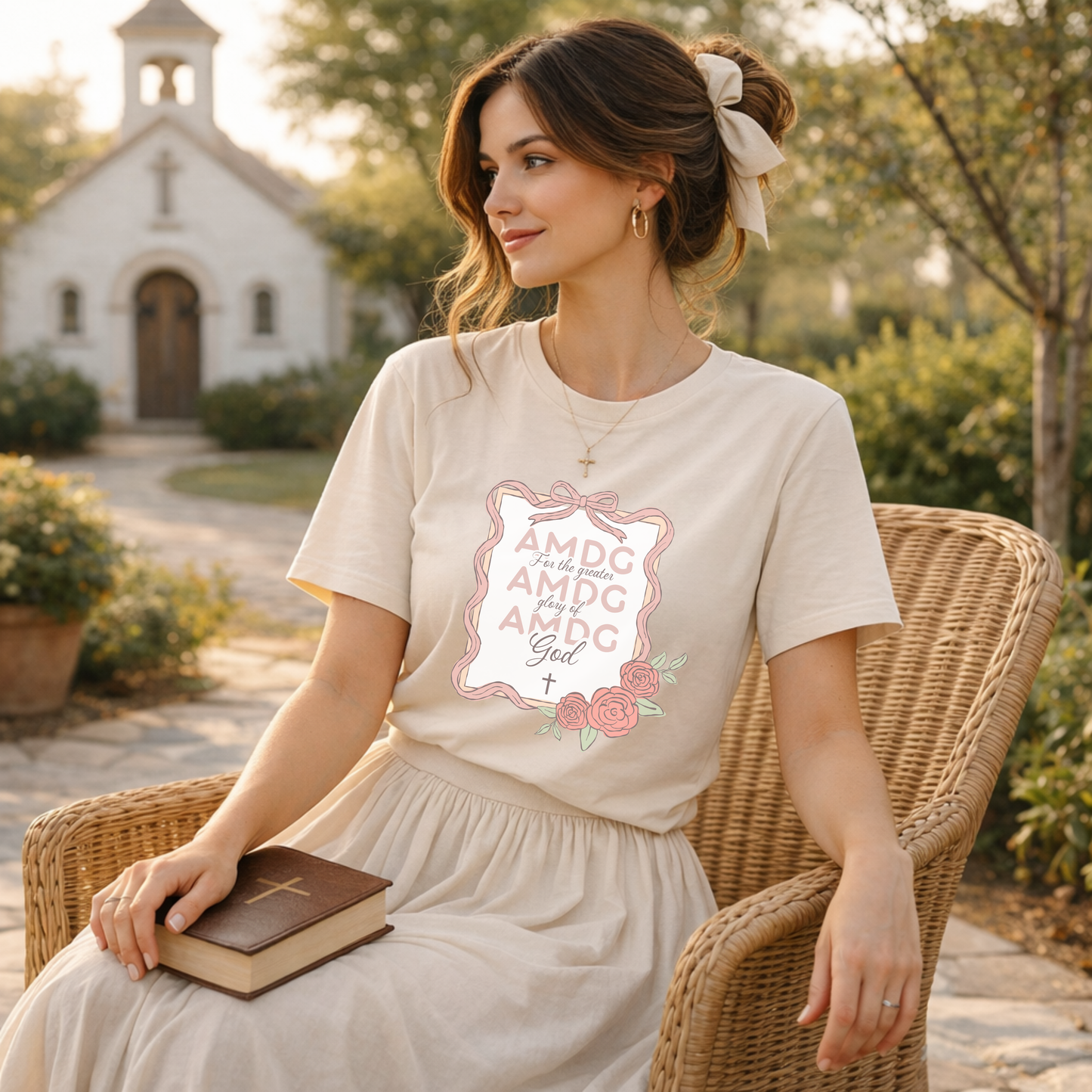 AMDG “For the Greater Glory of God” Catholic Tee | Comfort Colors Faith Shirt