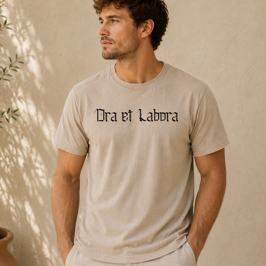 PREORDER Ora et Labora Catholic Comfort Colors Tee | St. Benedict Shirt for Men